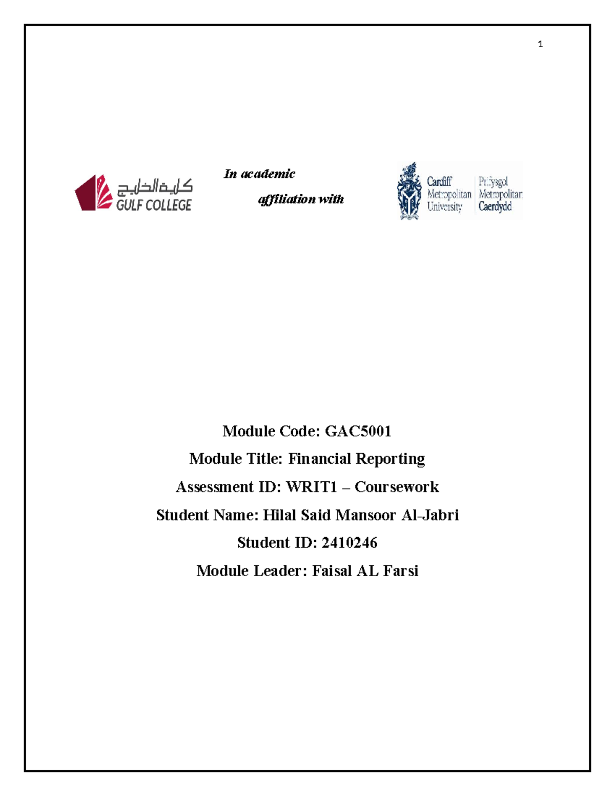 Exploration of Finance in Oman & the GCC Region - GAC WRIT1 Essay - Studocu