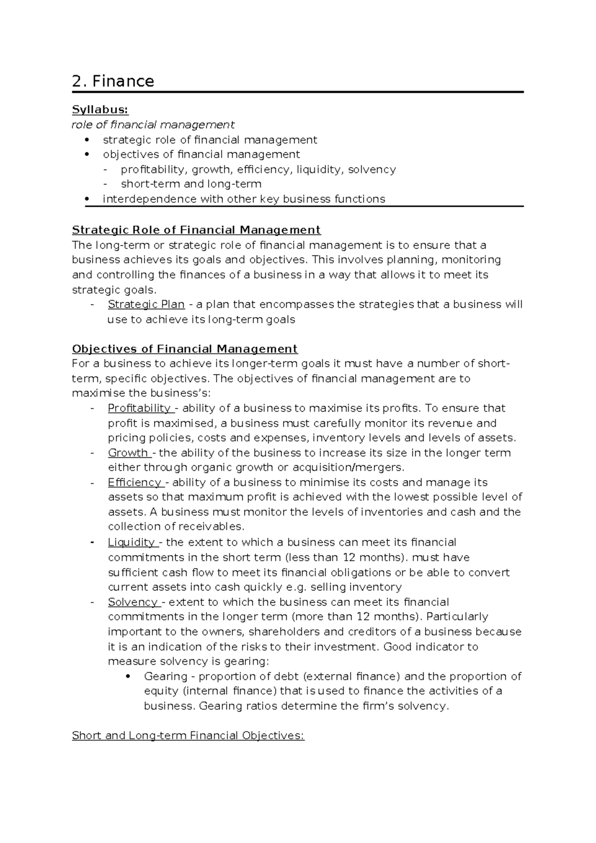 2. Finance Notes: Strategic Role & Objectives of Financial Management ...