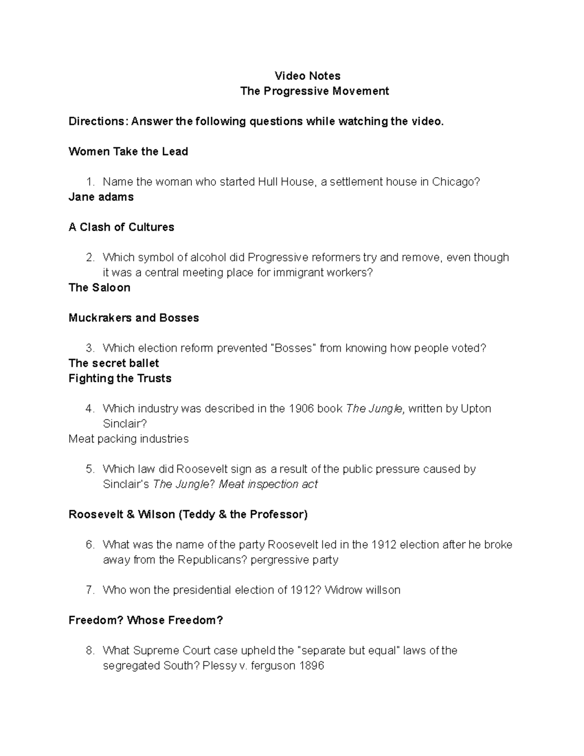 Video Notes Progressives Kenadee W - Video Notes The Progressive ...