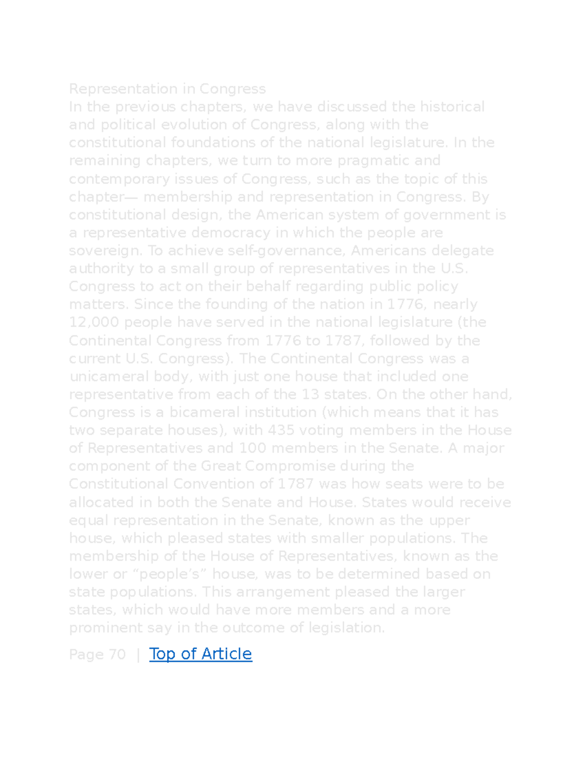 Representation in Congress week 2 notes - Representation in Congress In ...