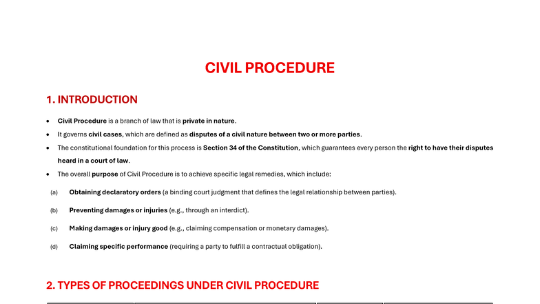 Notes. Civil AND Criminal Procedure^J LAW OF Evidence - CIVIL PROCEDURE ...
