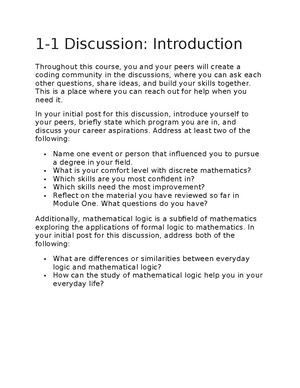 [Solved] In your initial post for this discussion introduce yourself ...