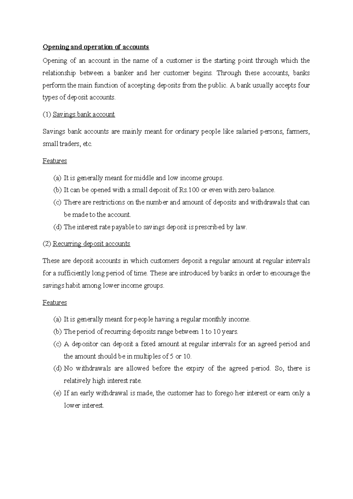 Opening and operation of accounts - Opening and operation of accounts ...