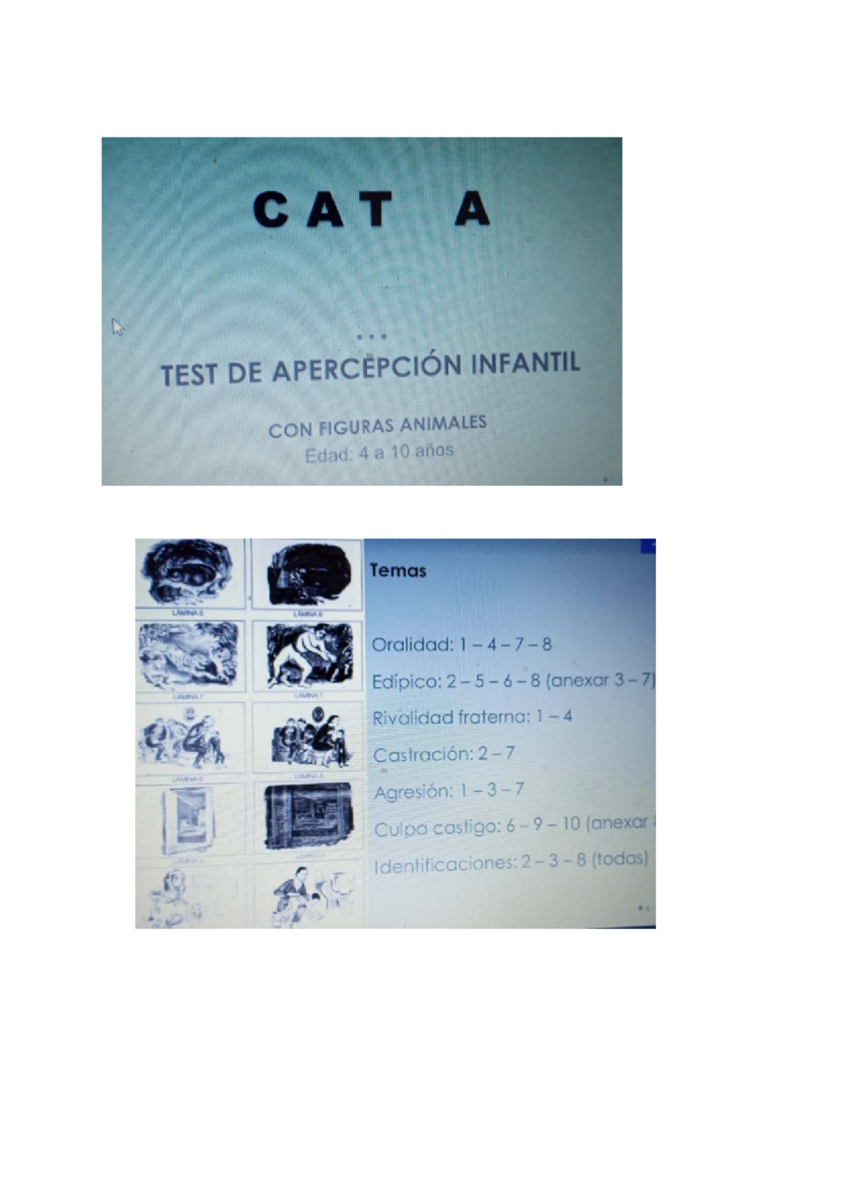 CAT A - TEST DE APERCEPCIÓN INFANTIL CON LÁMINAS SAT (4-10 AÑOS) - Studocu