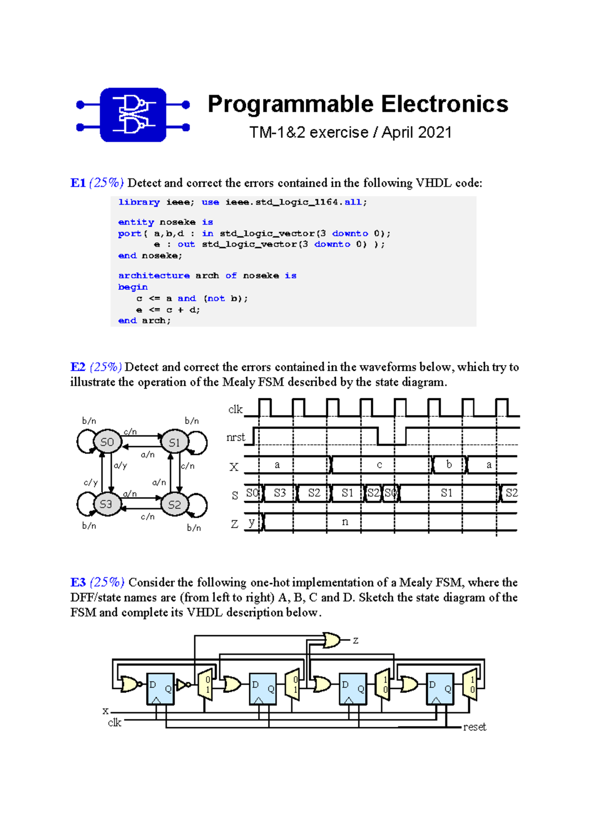 PEL Ex1 - Programmable Electronics Exercises April 2021 - Studocu