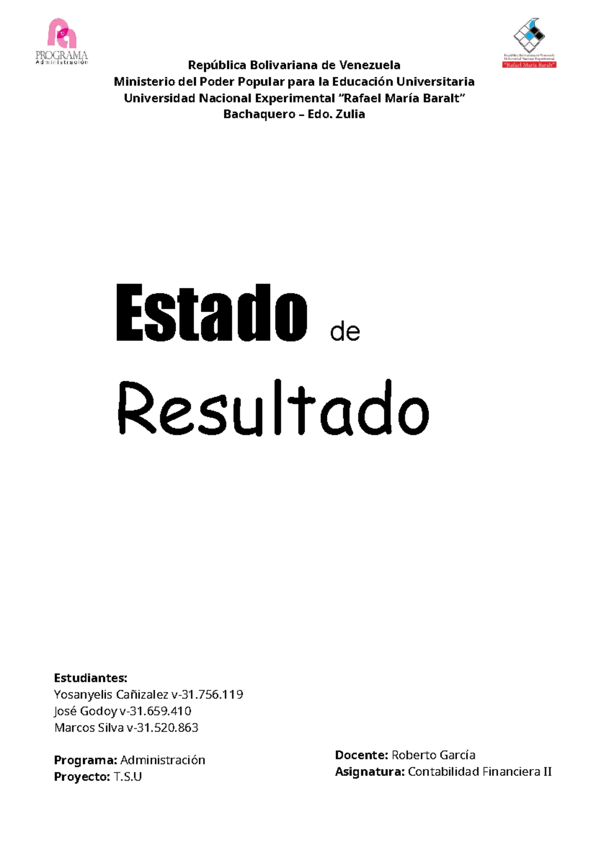 Estado de Resultado en Contabilidad Financiera II - T.S.U. - Studocu