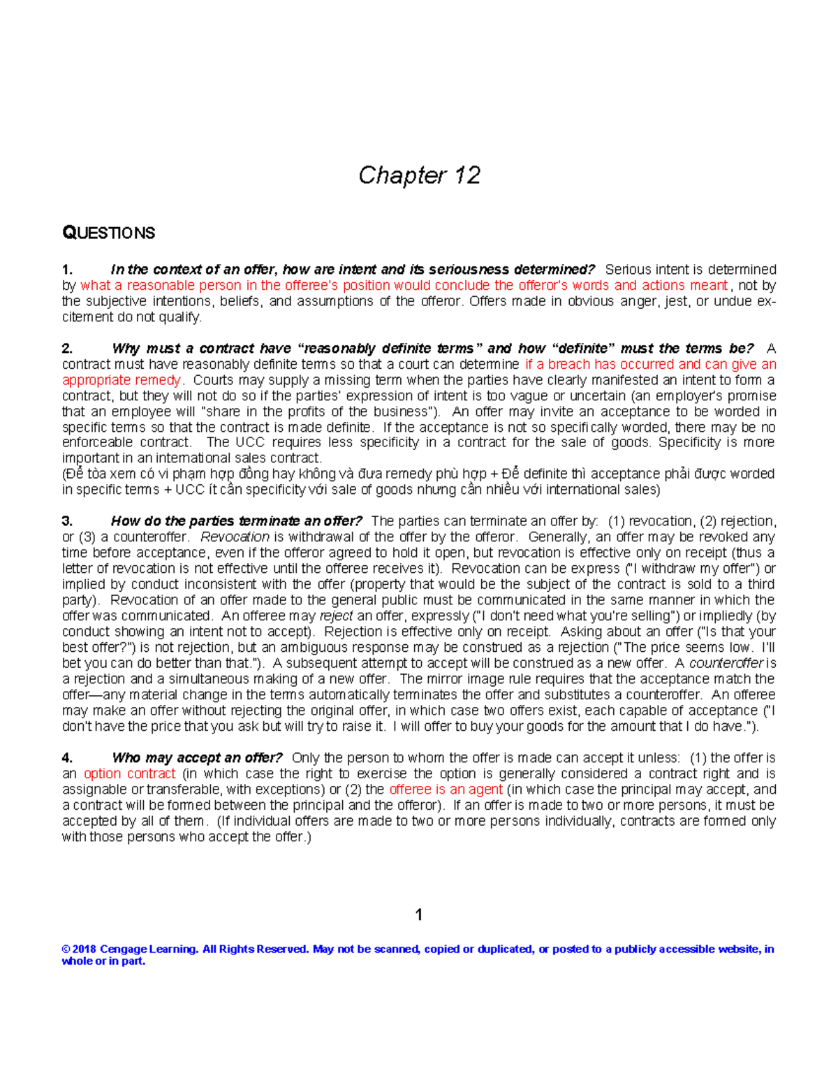Ch12 - Lecture Notes on Contract Law Concepts and Questions - Studocu