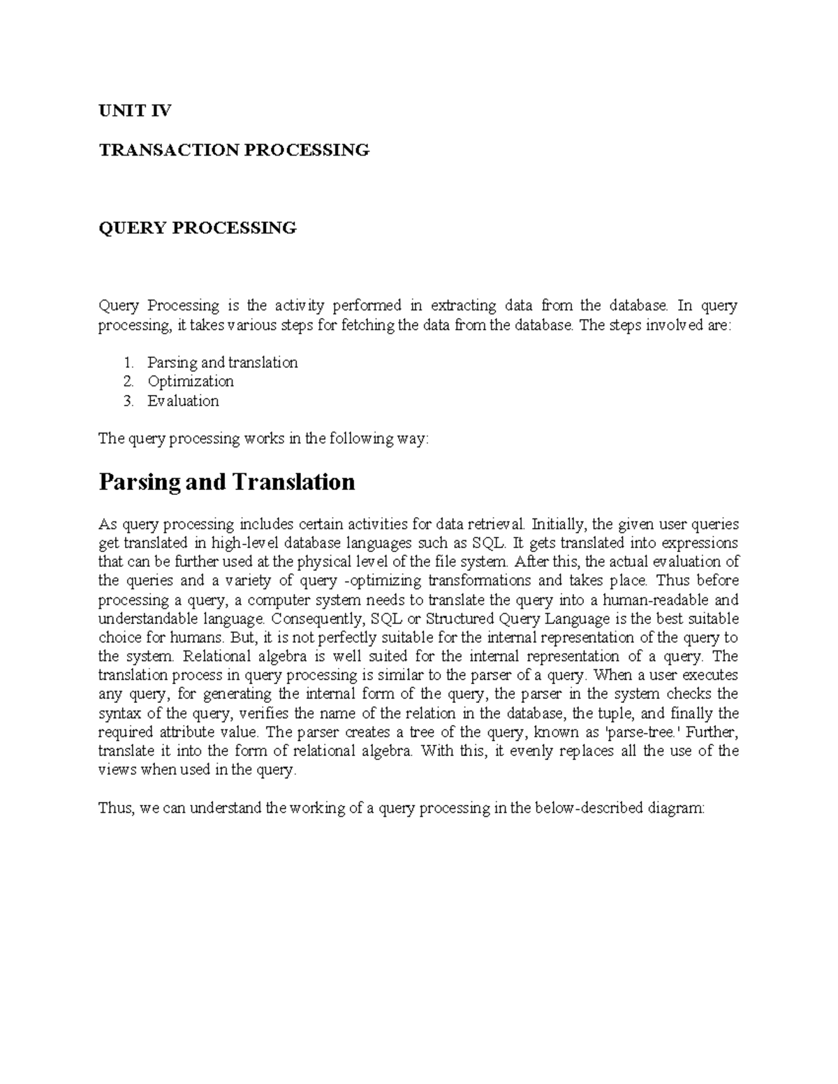 UNIT IV -DBMS - lecture notes - UNIT IV TRANSACTION PROCESSING QUERY ...