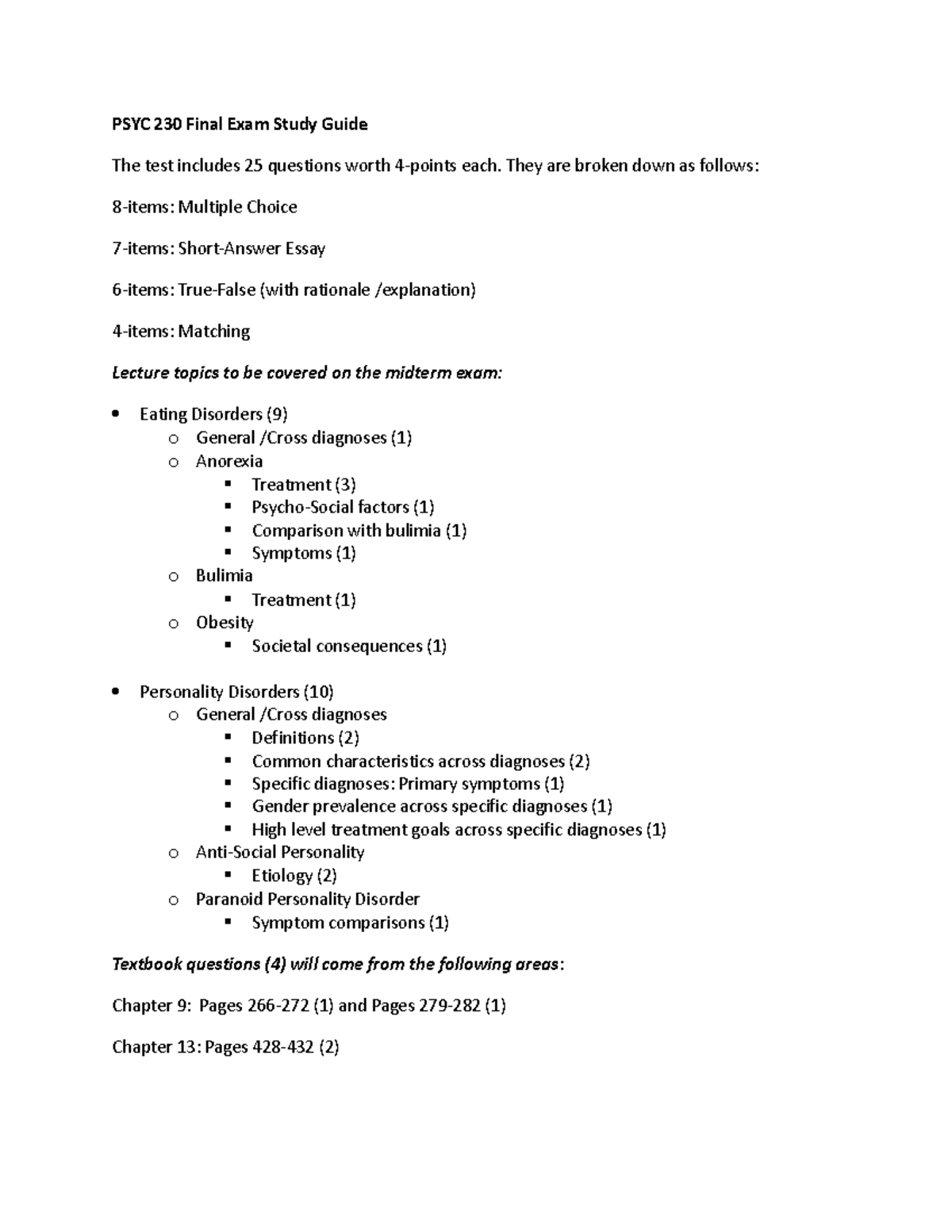 PSY 230 Final Exam Comprehensive Study Guide F21 - Studocu