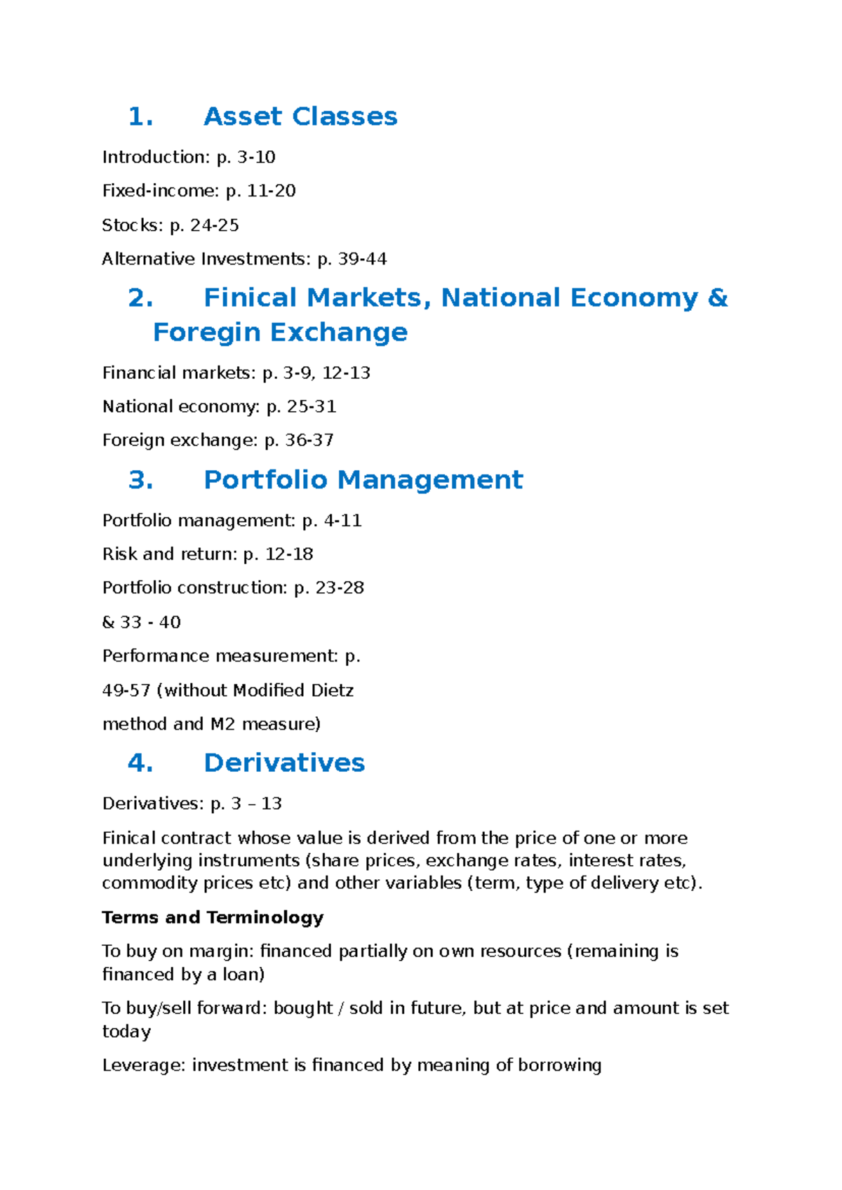 Asset Classes & Financial Markets Overview: Key Concepts & Terms - Studocu