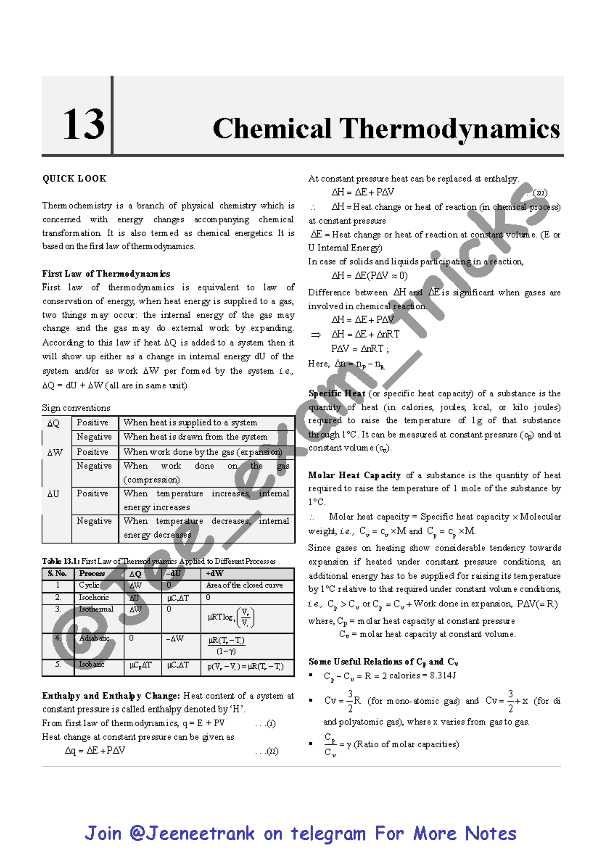 Chemical Thermodynamics 215: Key Concepts and Exam Preparation Notes ...