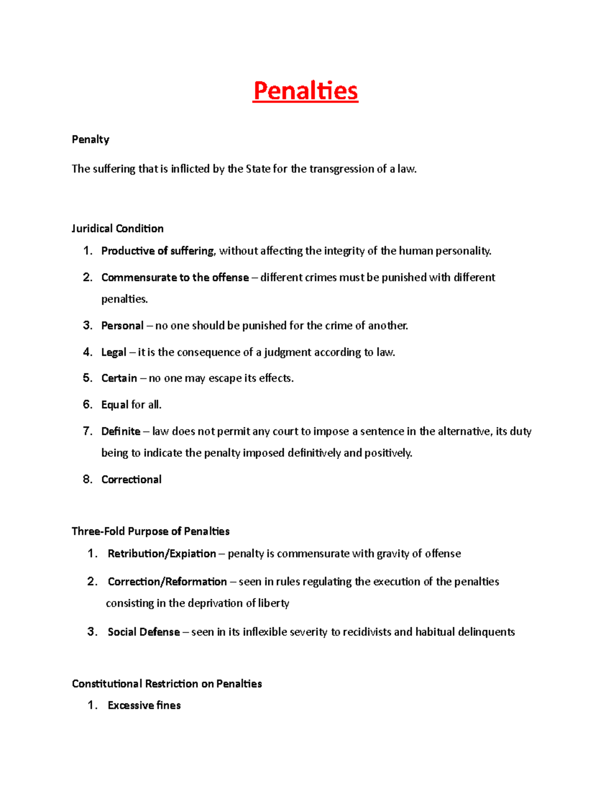 Penalties and Their Legal Implications: A Comprehensive Overview - Studocu