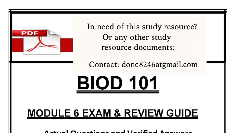 BIOD 101 Module 6 Exam Review: Questions & Answers Guide - Studocu