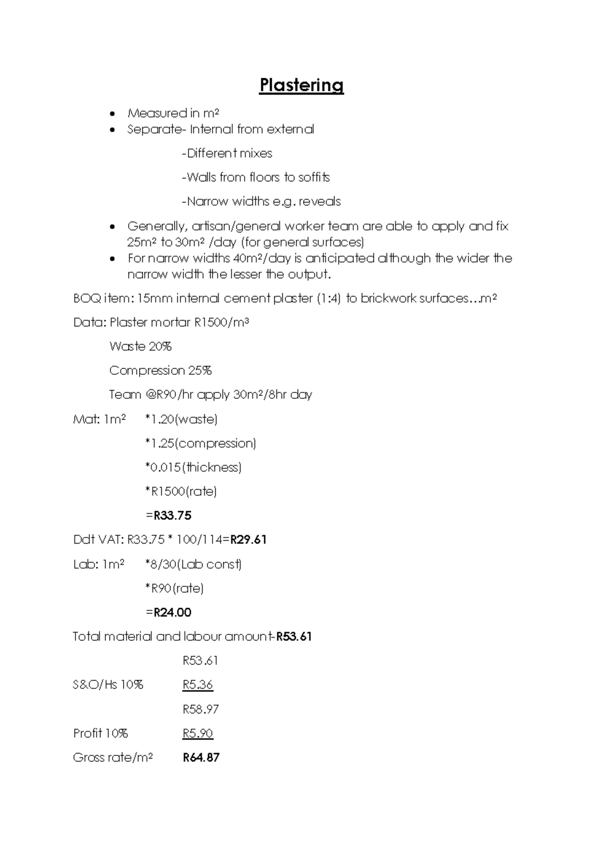 Brickwork Types and Cost Analysis - Notes for Course Code 7 - Studocu