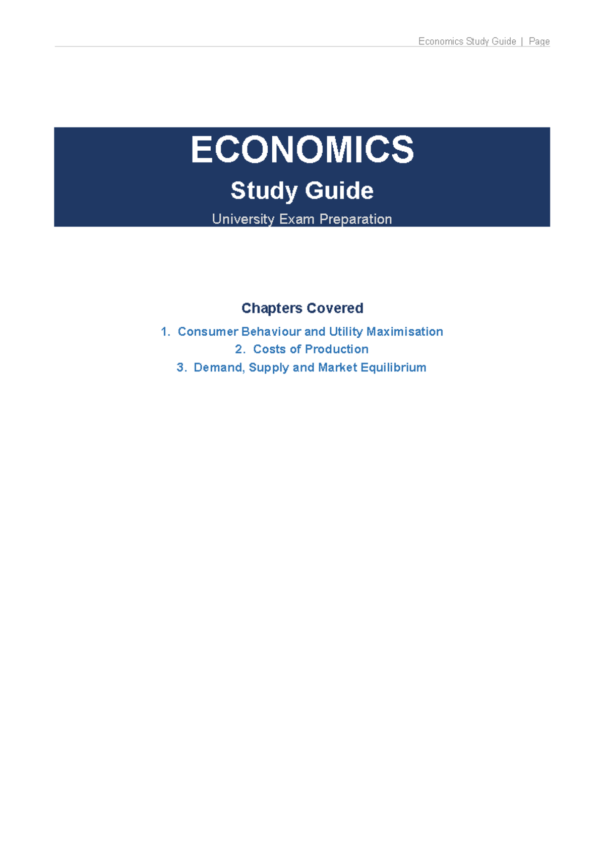 Economics Study Guide: University Exam Prep for Chapters on Consumer ...
