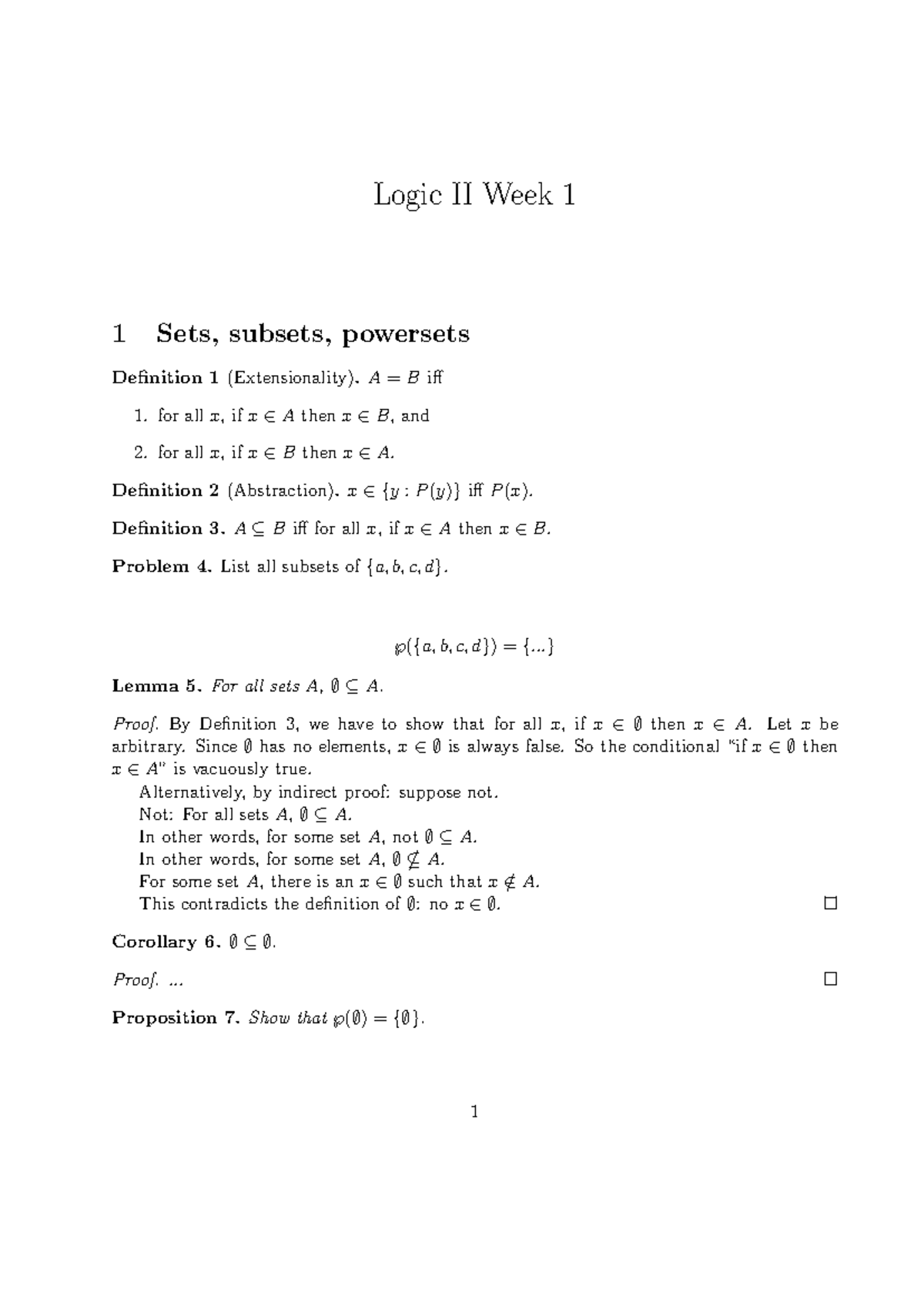 Logic II Class Worksheets F21 - Philosophy 379 - UCalgary - Studocu