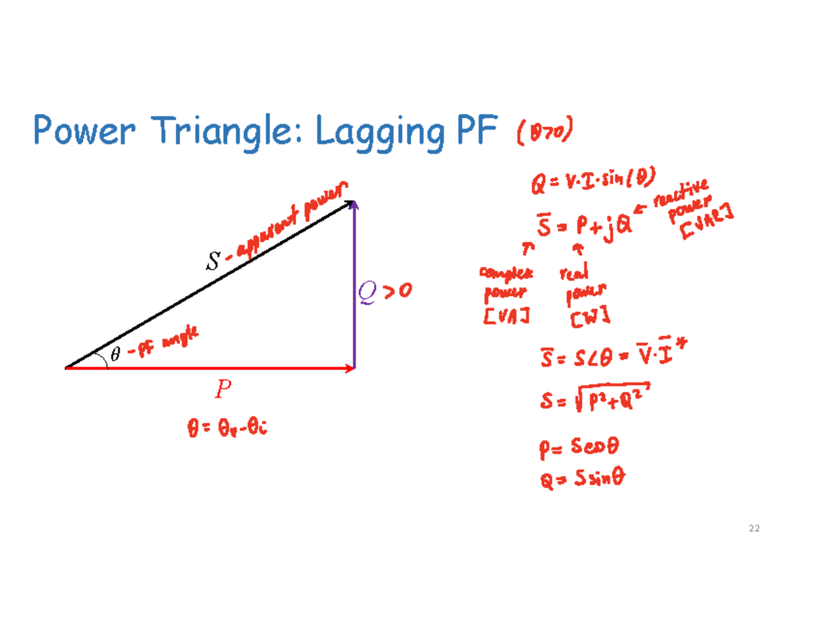 Ch2 after 08 26 - class notes - Power Triangle: Lagging PF S P Q » 22 ...