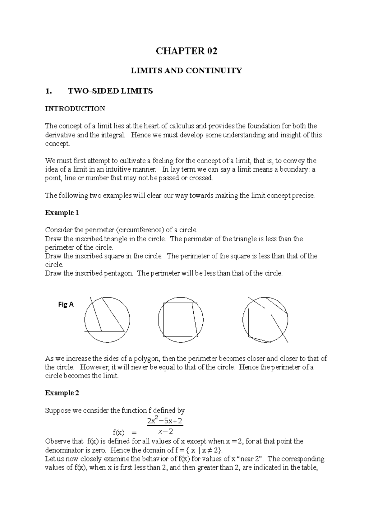 Revised chapter 2 limits and continuity - Fig A CHAPTER 02 LIMITS AND ...