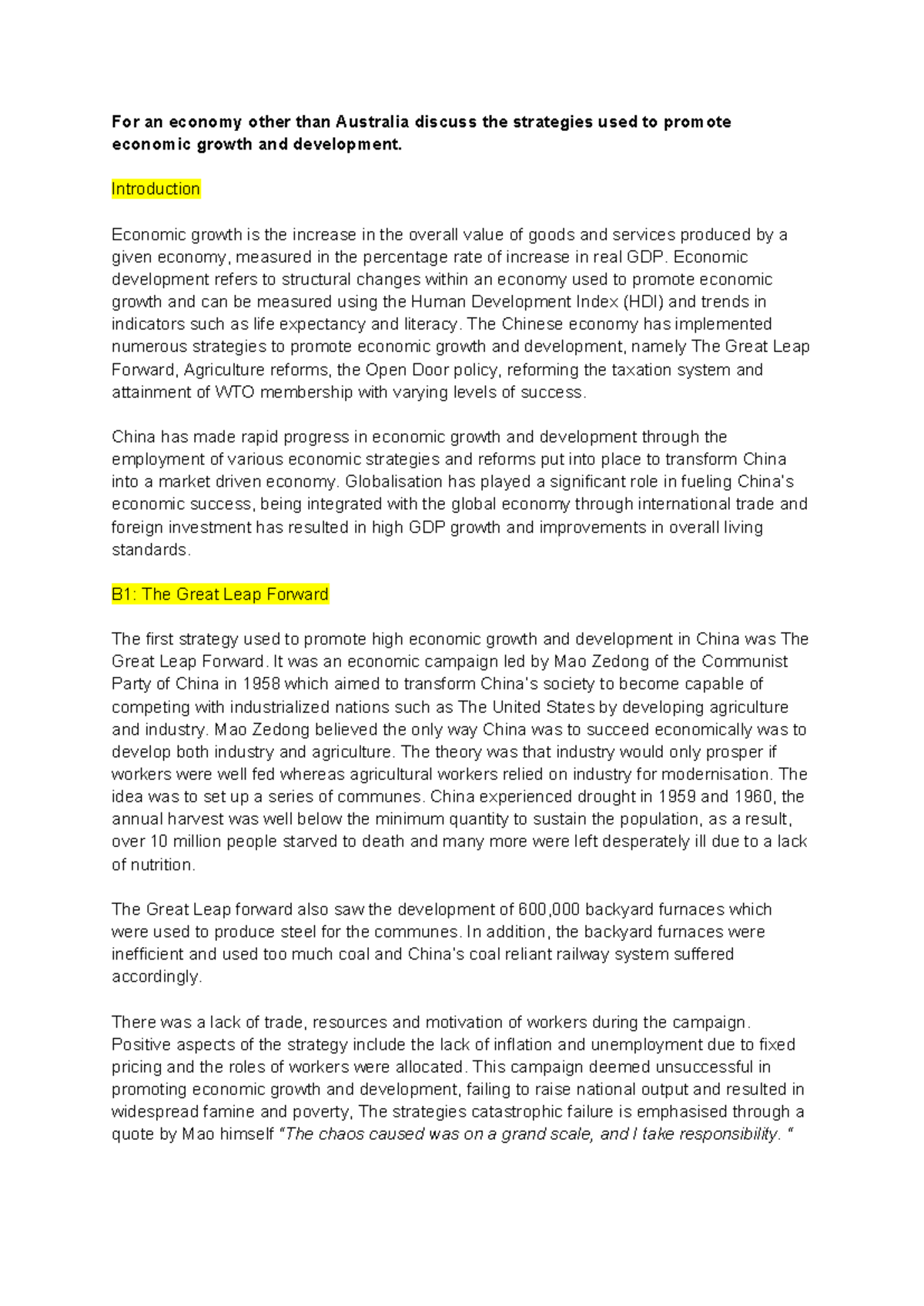 China Case Study Essay: Strategies for Economic Growth and Development ...