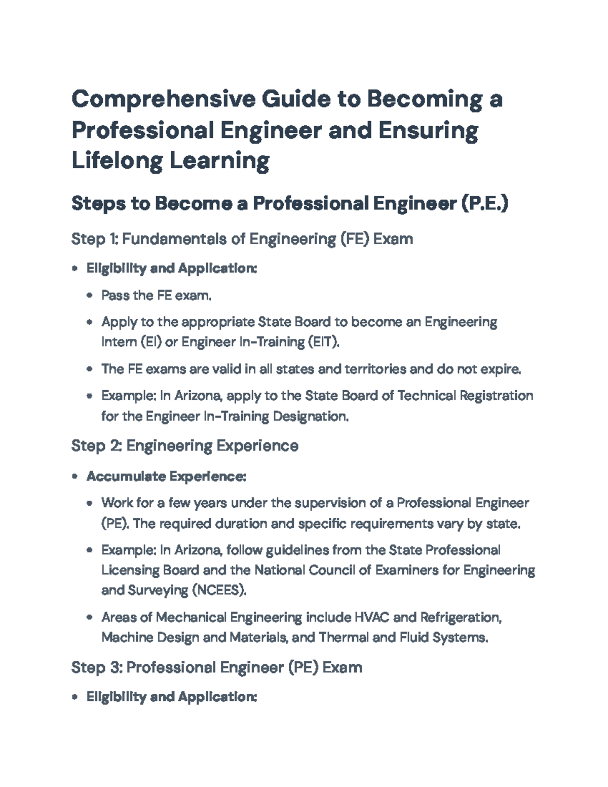 Comprehensive Guide to Professional Engineer Licensure & Lifelong ...