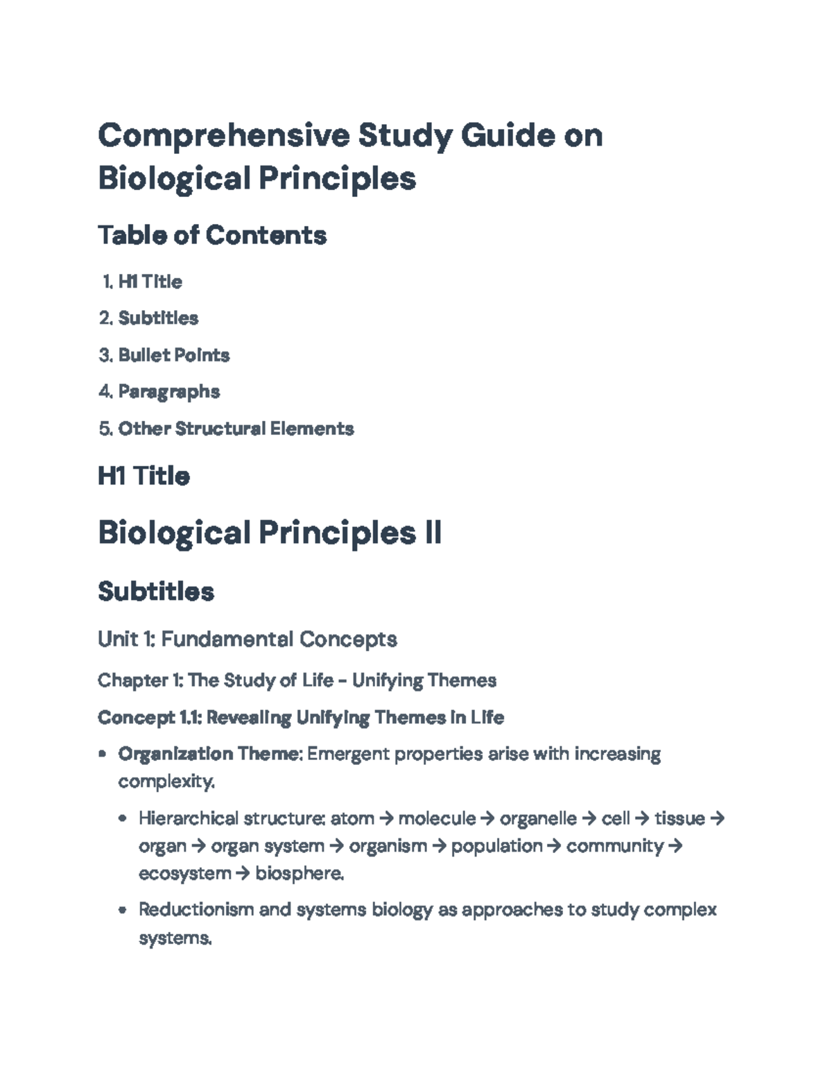Comprehensive Study Guide for Biological Principles II - Comprehensive ...