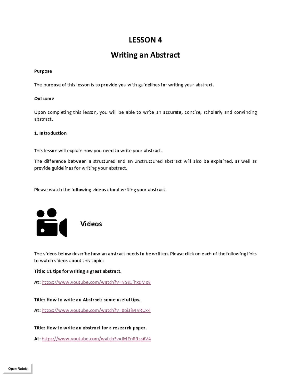 HRFIN81 Lesson 4: Guidelines for Writing an Abstract - Studocu