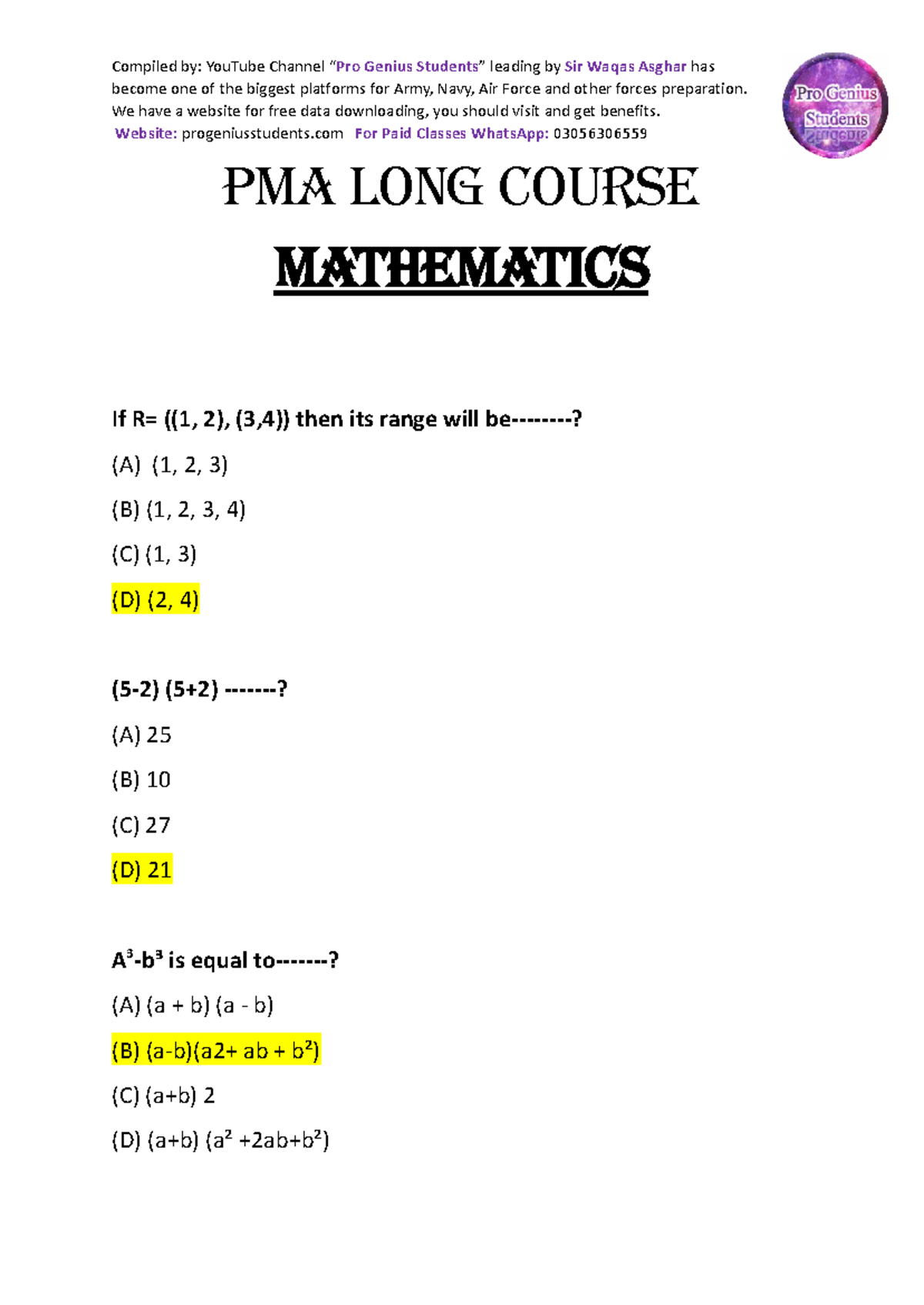 PMA Math Notes: Essential Concepts for Army, Navy, and Air Force Prep ...