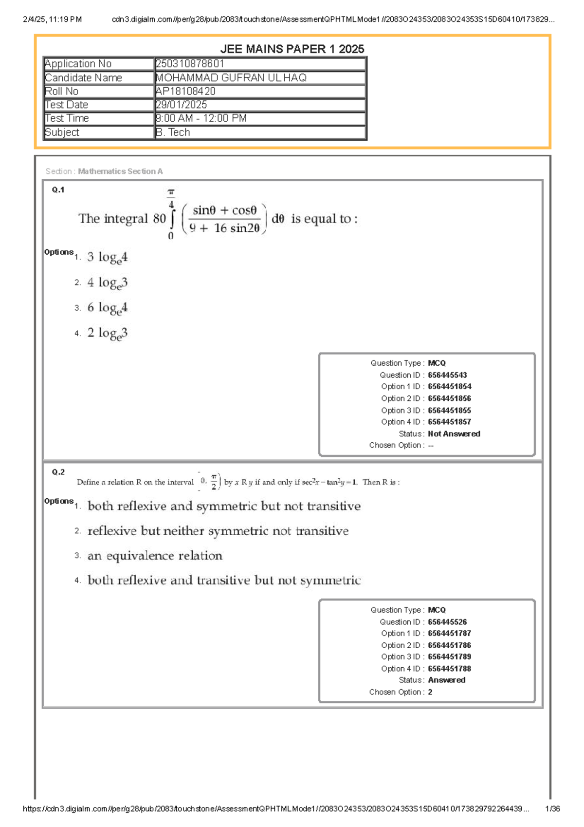 JEE Mains 2025 Question Paper - Shift 1 Review and Answers - Studocu