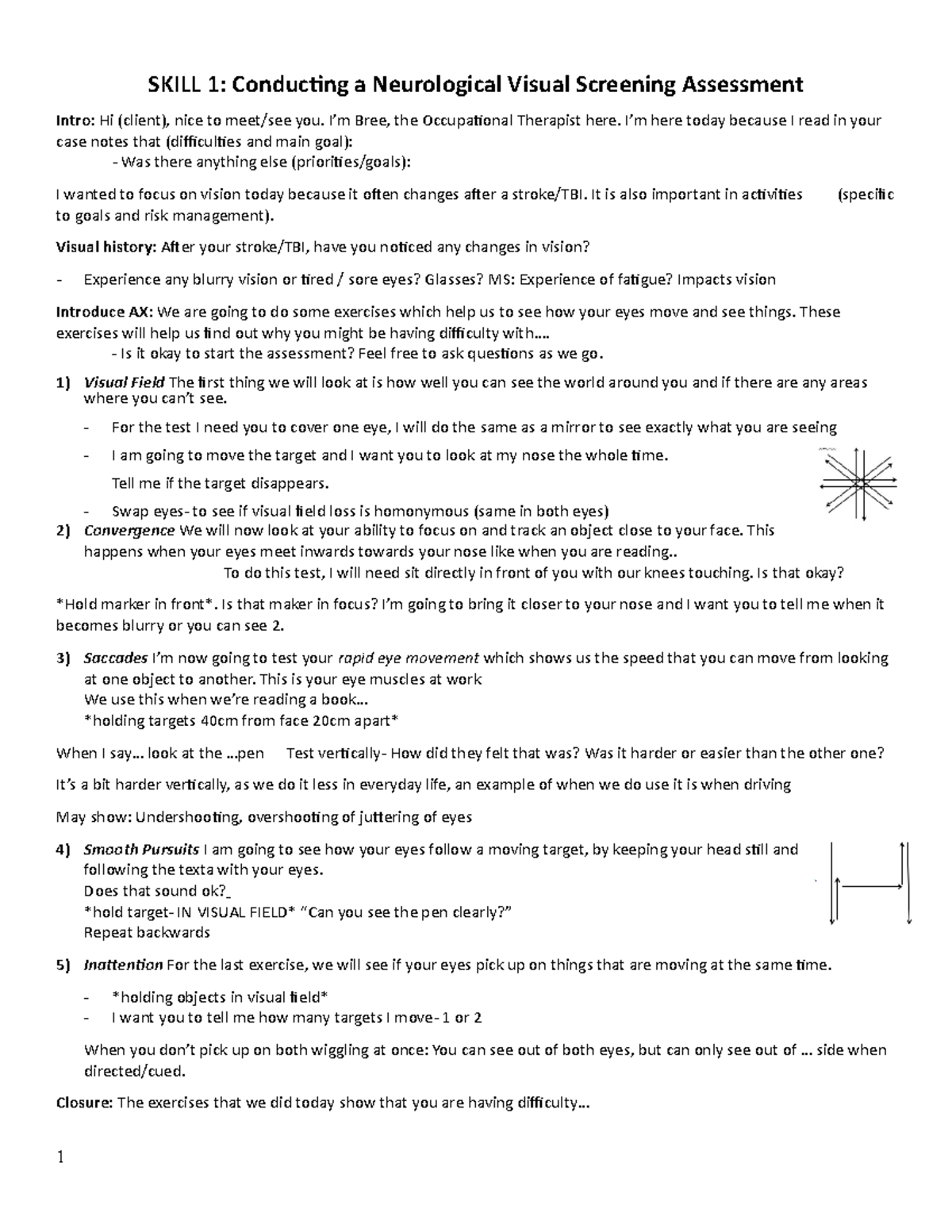 Skill Demo Open Book - SKILL 1: Conducting a Neurological Visual ...