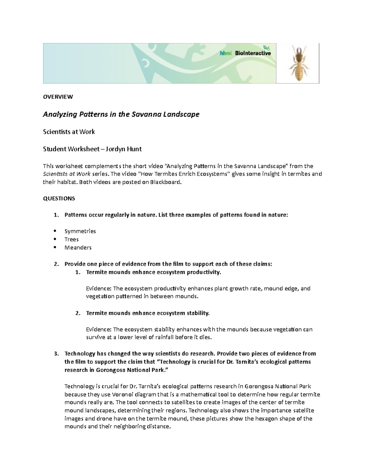 1st Class Activity Defining Spatial Patterns - OVERVIEW Analyzing ...
