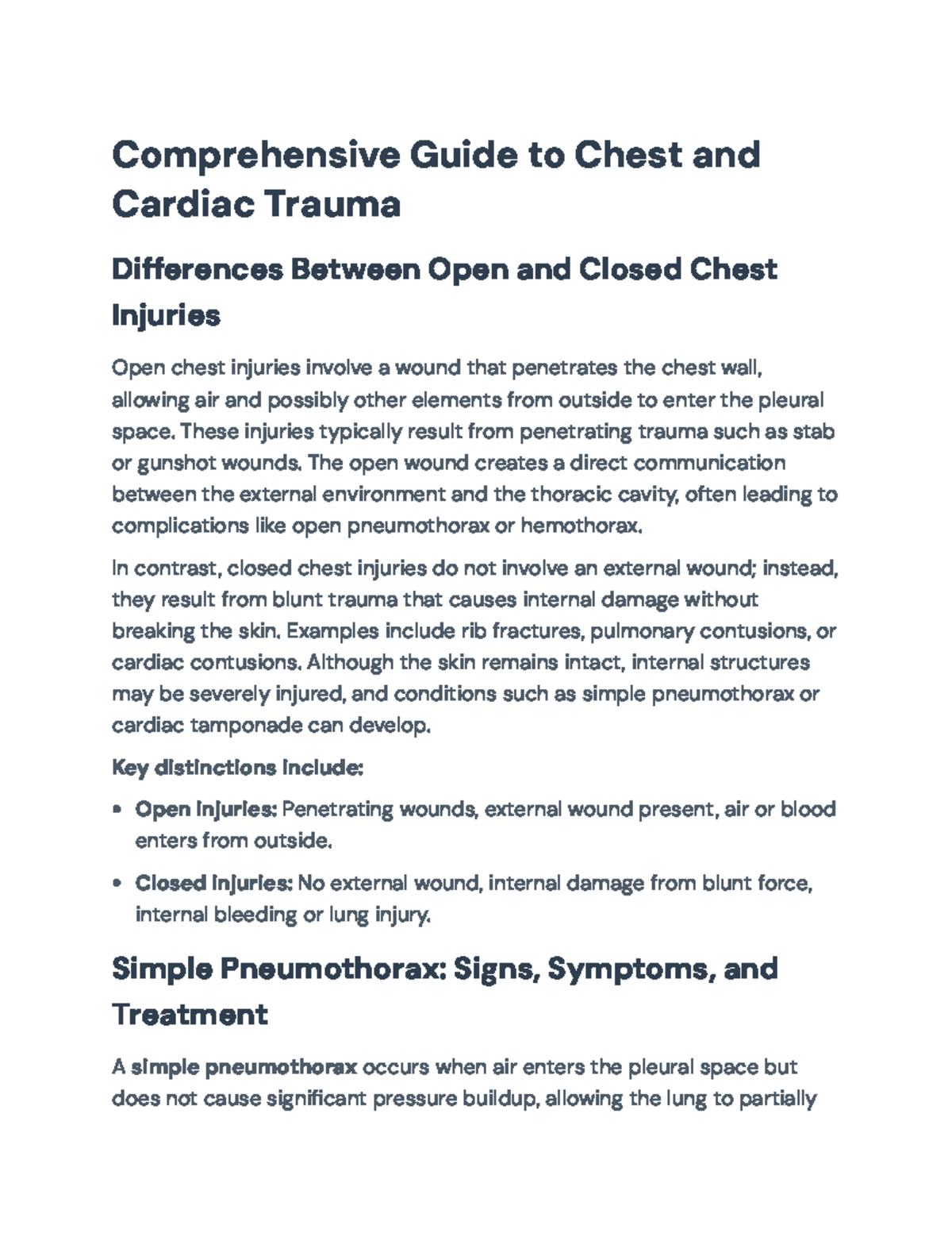 Comprehensive Overview of Chest & Cardiac Trauma Management (MED 101 ...