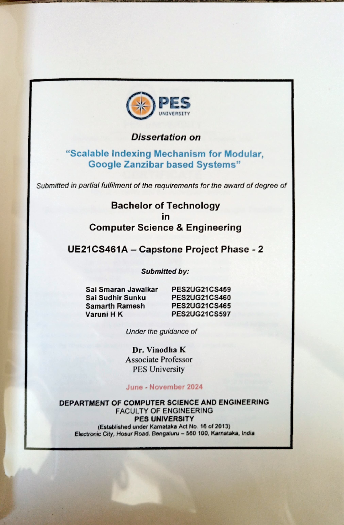 UE21CS461A - Scalable Indexing Mechanism Dissertation Summary - Studocu
