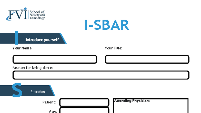 ISBAR Template for Clinicals - FVI Nursing Division - Studocu