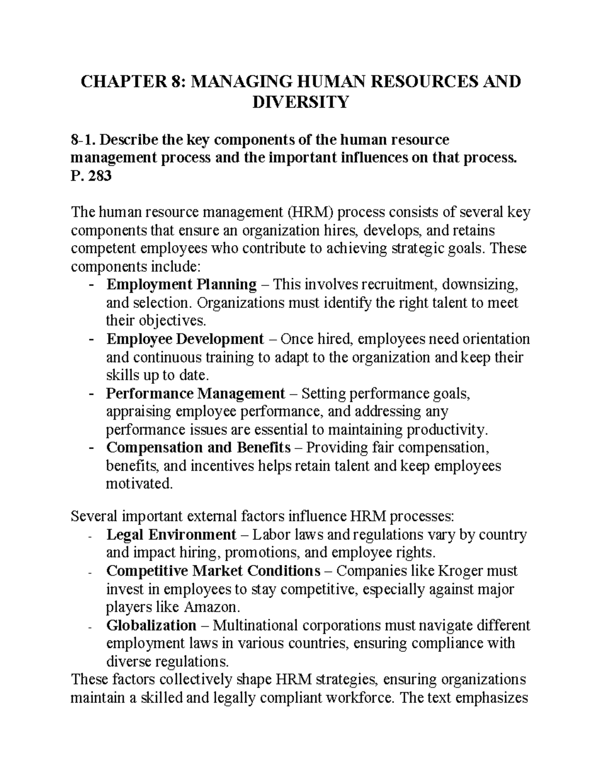 8.1 - 8 - practice - CHAPTER 8: MANAGING HUMAN RESOURCES AND DIVERSITY ...