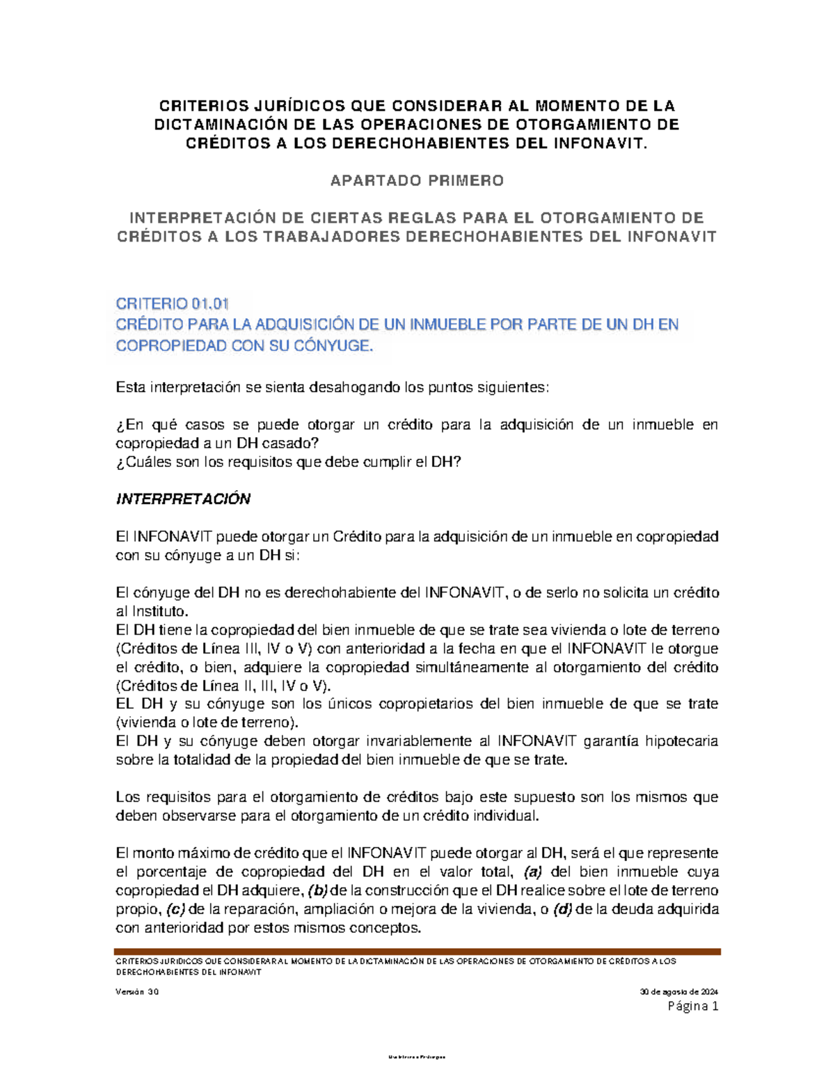 Criterios Jurídicos para el Otorgamiento de Créditos INFONAVIT ...