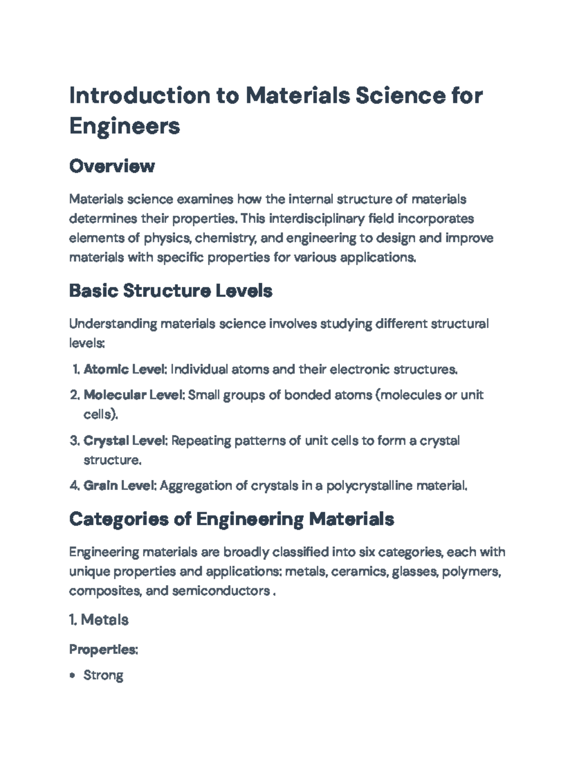 Introduction to Materials Science for Engineers: Key Concepts ...