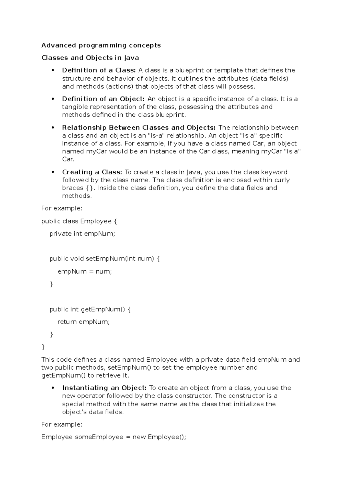 Classes and Objects - Advanced programming concepts Classes and Objects ...