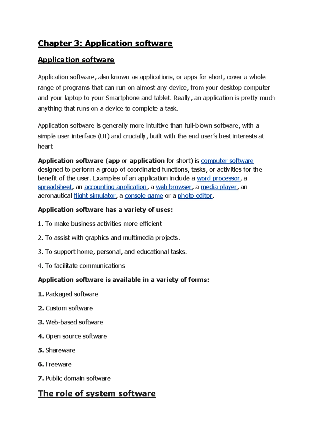 Application Software - Lecture notes 3 - Chapter 3: Application ...
