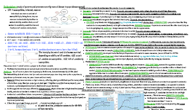 BIOL 313 Final Exam Study Guide - Disease Dynamics & Competition - Studocu