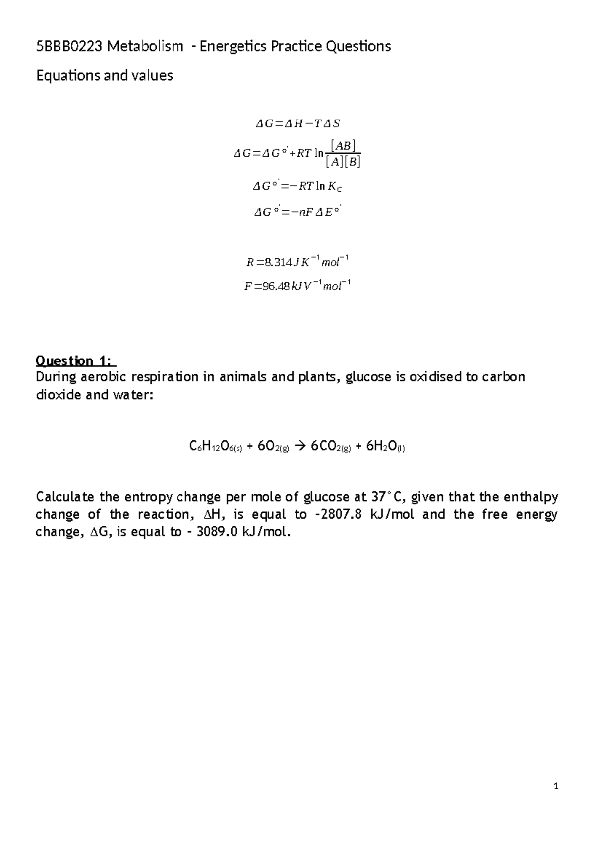 Energetics worksheet 2024 - 5BBB0223 Metabolism - Energetics Practice ...