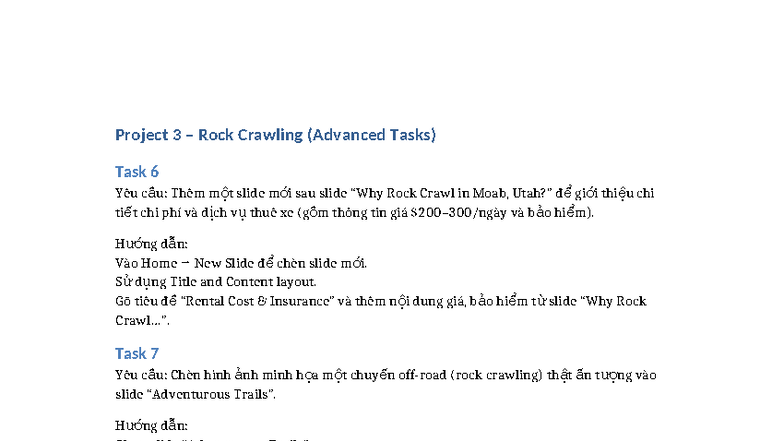 Rock Crawling (ADV 101) Project 3: Advanced Task Instructions - Studocu