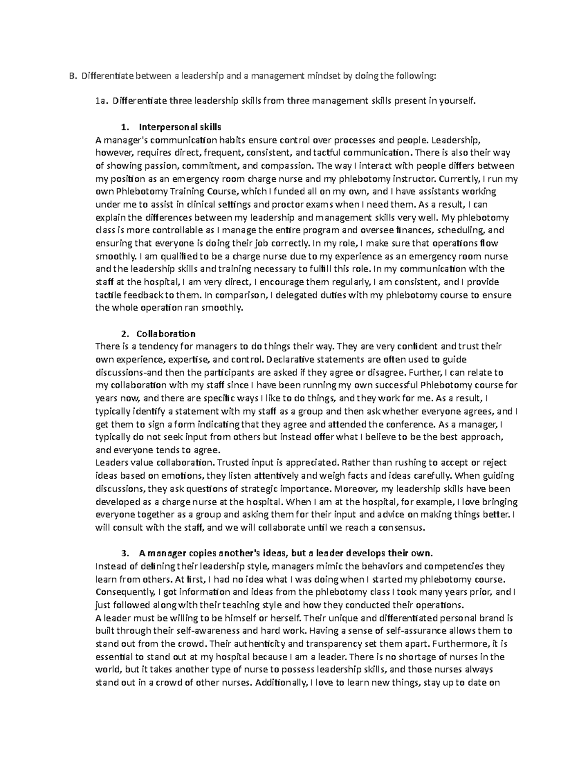 Task 2 d218 - Leadership vs Management Skills in Healthcare Informatics ...