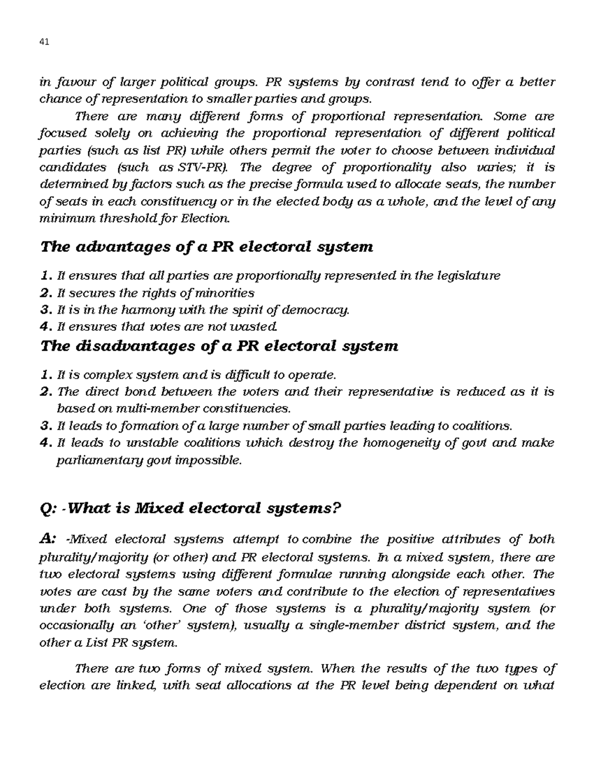 Political Science Notes: Electoral Systems & Political Parties (3rd Sem ...