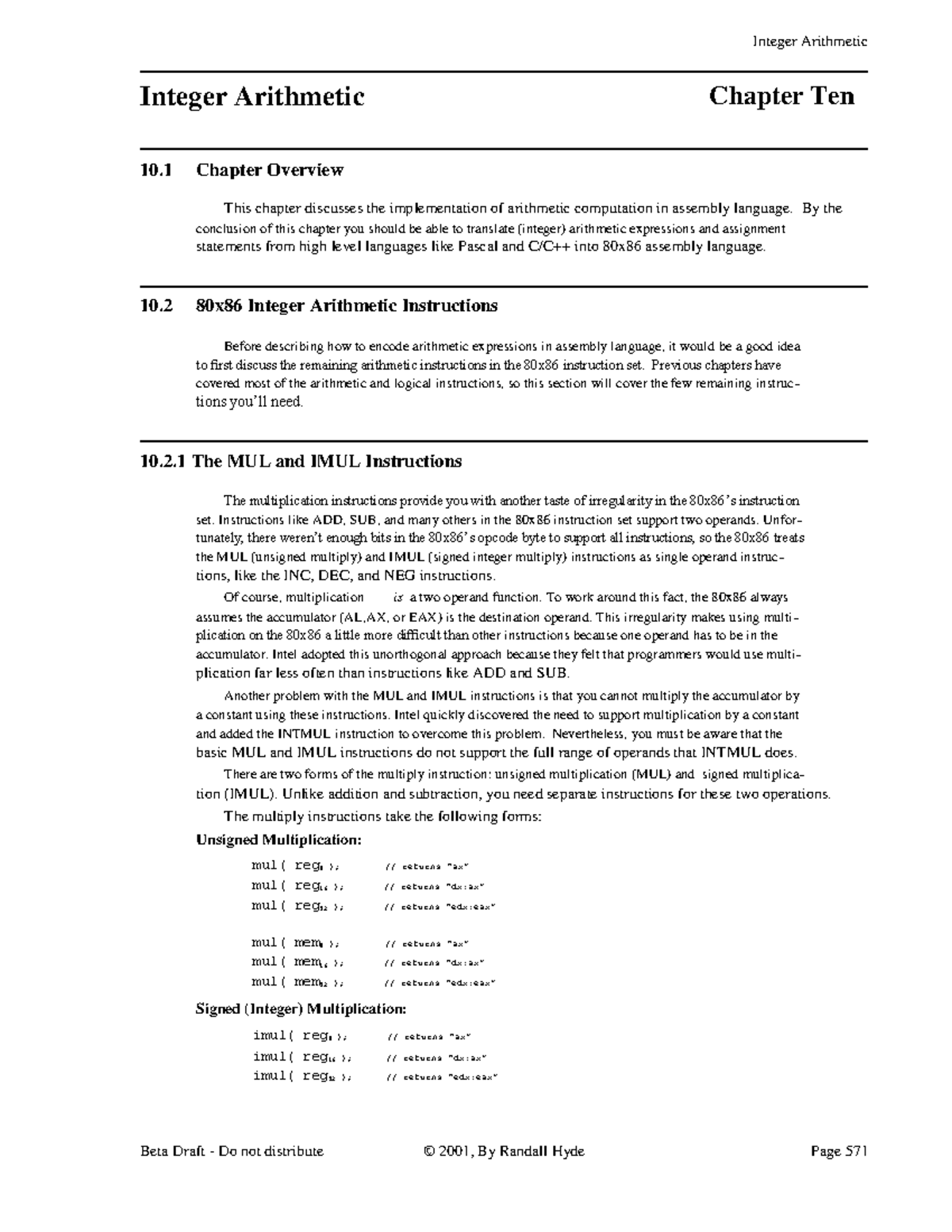 Vol 3 Chapter 10 Assembly - Integer Arithmetic 10 Chapter Overview ...