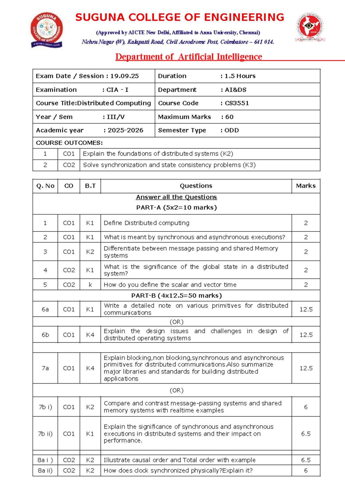 DC CS3551 - Distributed Computing Exam Notes - Studocu