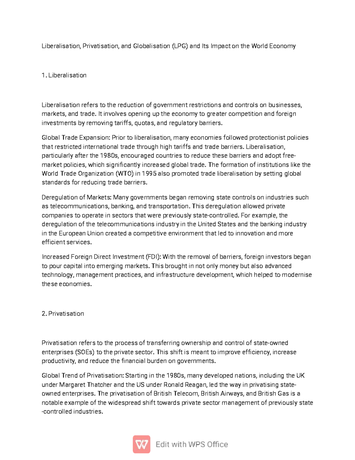 LPG: Impacts of Liberalisation, Privatisation & Globalisation on ...