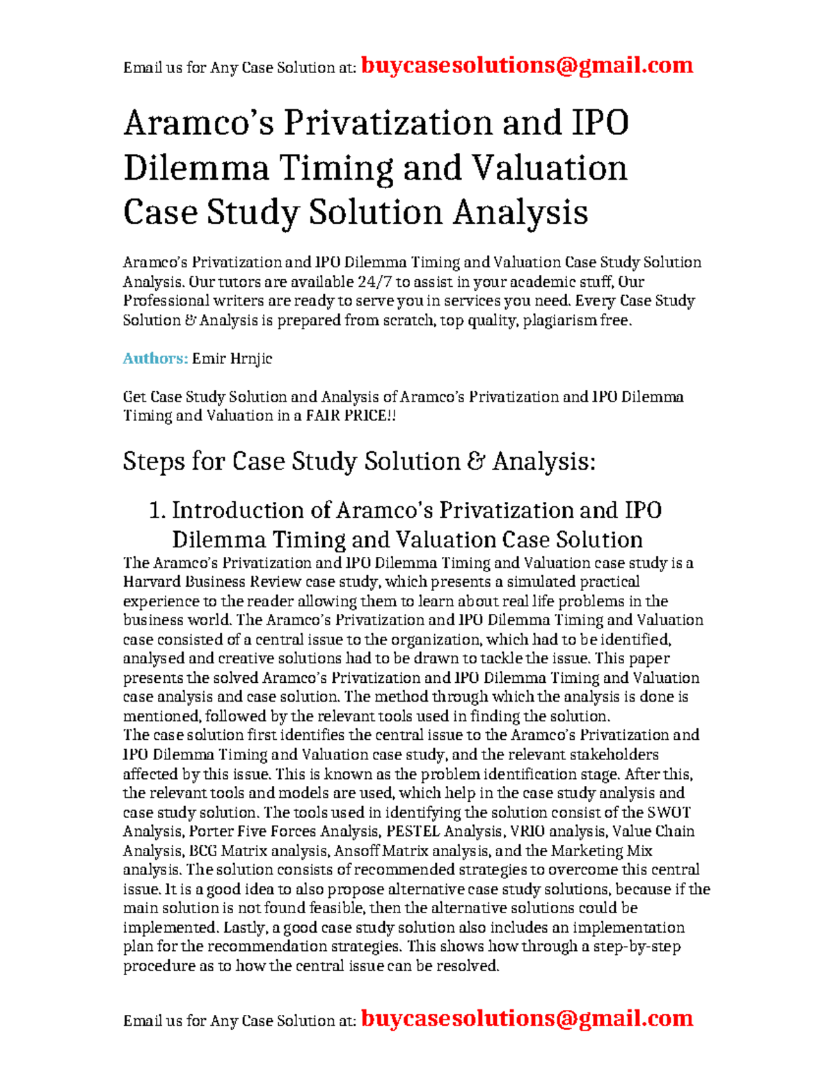 Case Study Solution: Aramco’s Privatization & IPO Dilemma Analysis ...