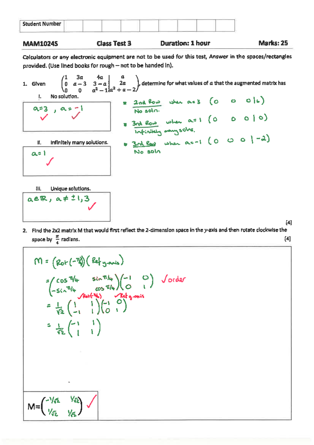 MAM1024S 2022 Class Test 3 Detailed Solutions and Explanations - Studocu