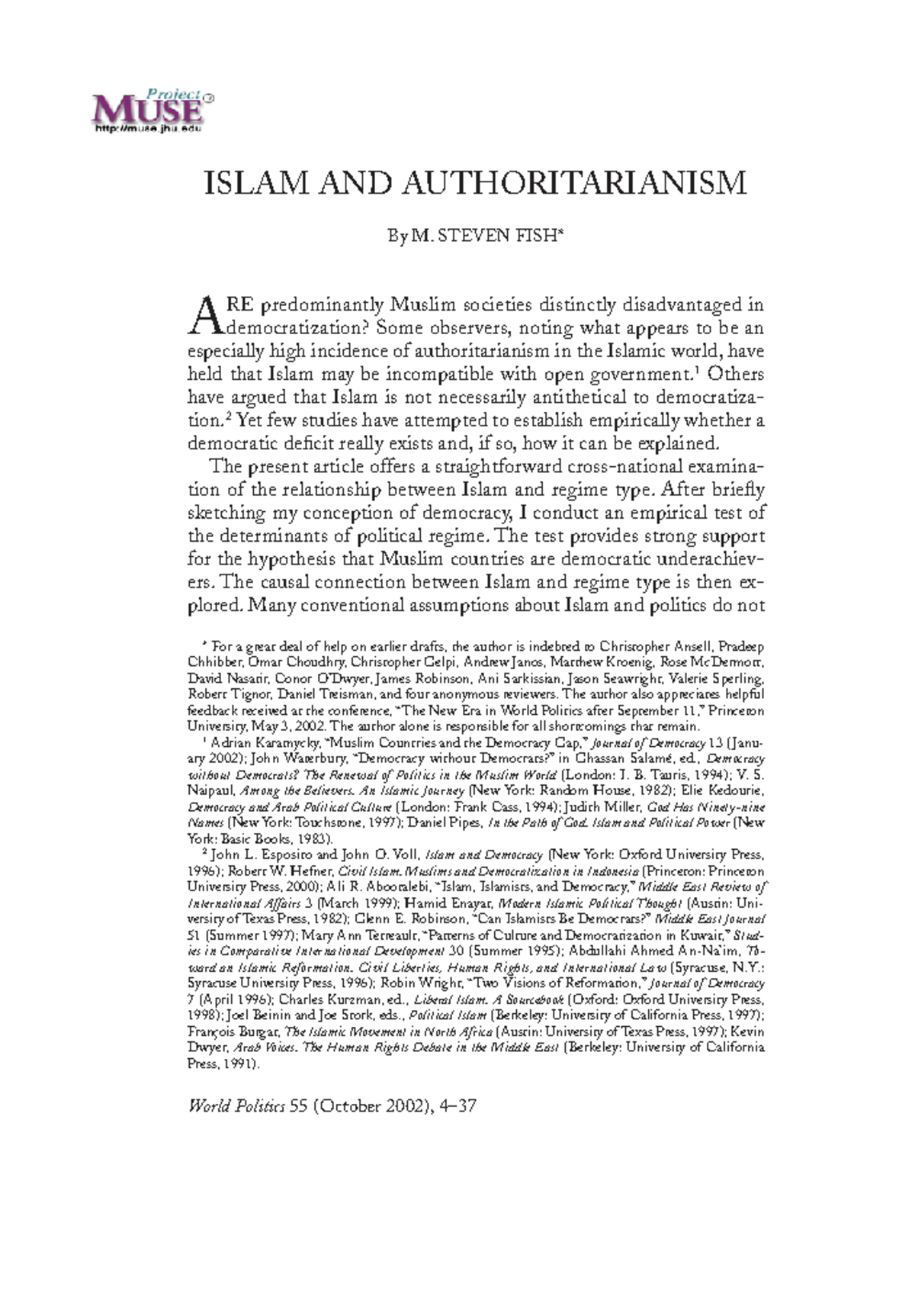Islam and Authoritarianism: Assessing Democratic Deficits in Muslim ...