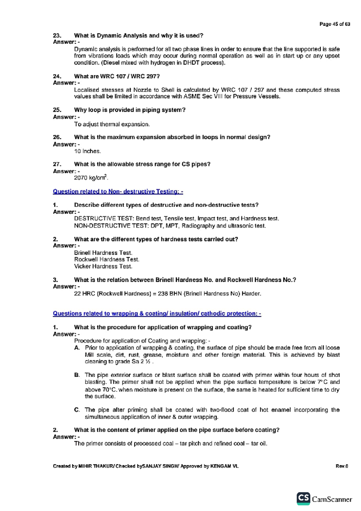 P6 - API 570.1 Exam Questions for Piping Quiz Preparation - Studocu